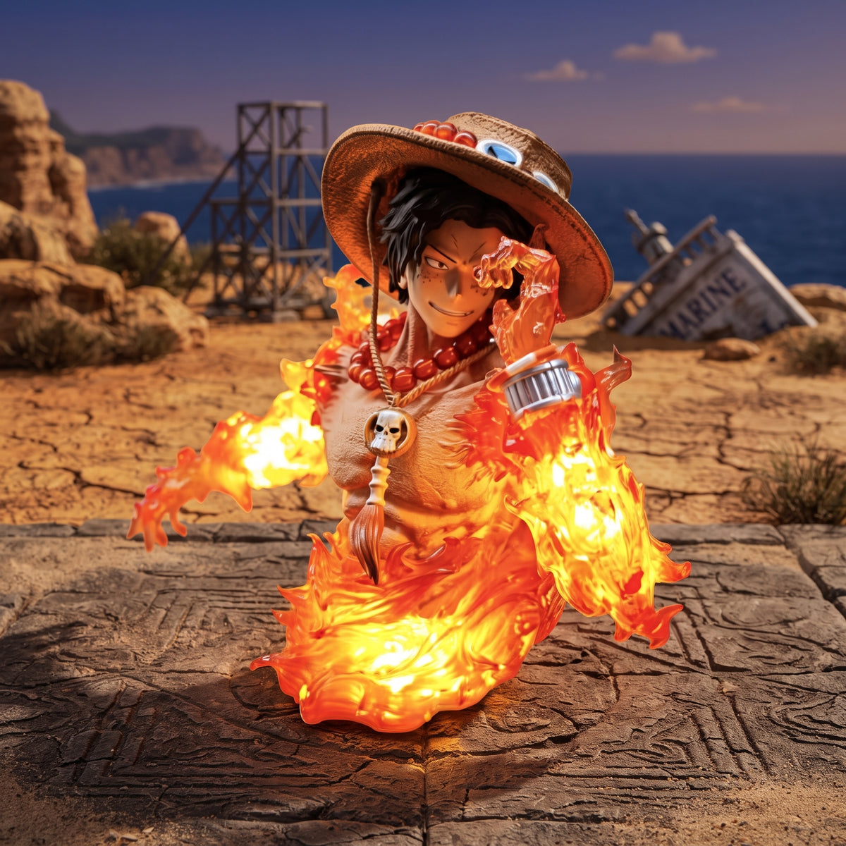 Busto Portgas D. Ace Hiken LED One Piece Monkey D Studio PVC