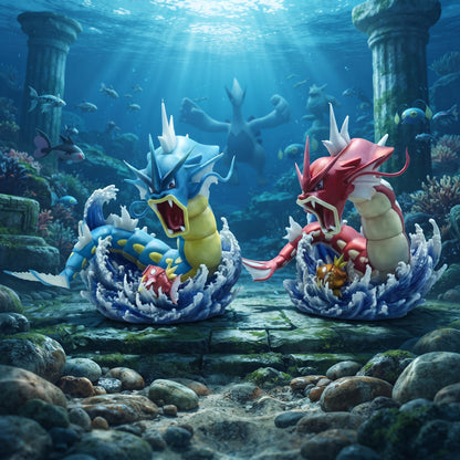 Statuetta Gyarados e Magikarp Surf Pokémon Amazing Museum PVC