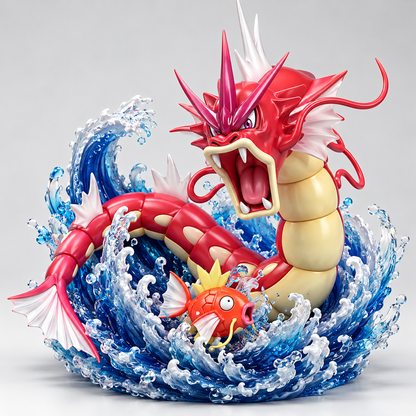 Statuetta Gyarados e Magikarp Surf Pokémon Amazing Museum PVC