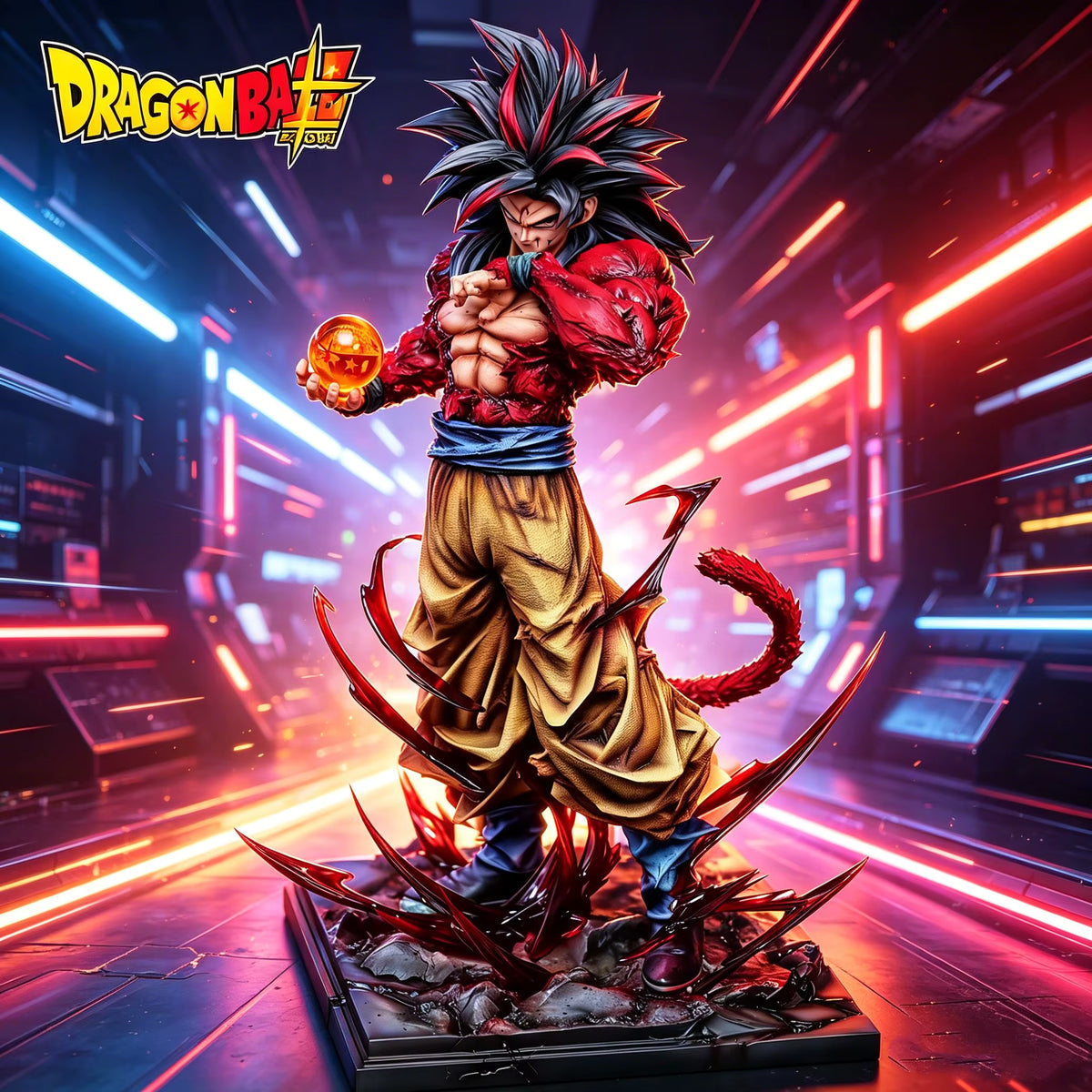Dragon Ball Super Goku SSJ4 With Dragon Ball Kuang Feng Studio PVC