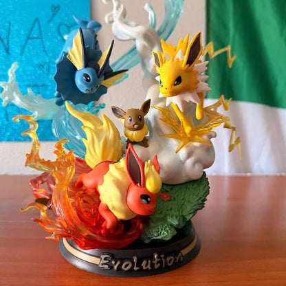 Diorama Pokemon Evolution Eevee Flareon Vaporeon Jolteon