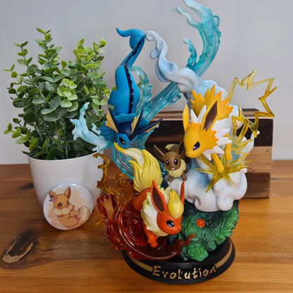 Diorama Pokemon Evolution Eevee Flareon Vaporeon Jolteon