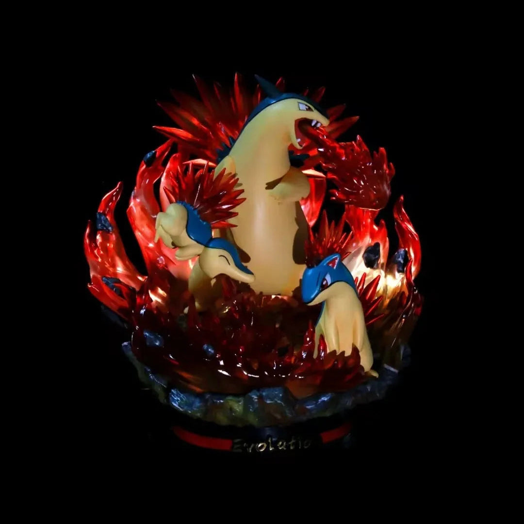 Pokemon Evolution Typhlosion, Quilava & Cindaquil Rueda Fuego EGG Studio PVC