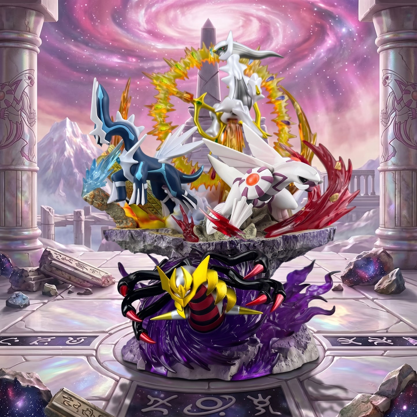 Pokemon Legendary Mythical Sinnoh Pokemon Dialga, Palkia, Giratina, Arceus PPAP Studio PVC
