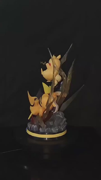 Pokemon Evolution Raichu Thunder Attack x Pikachu & Pichu Miman Studio PVC