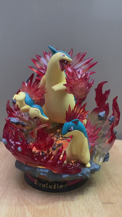Pokemon Evolution Typhlosion, Quilava & Cindaquil Rueda Fuego EGG Studio PVC